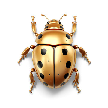 Golden ladybug isolated on white background.