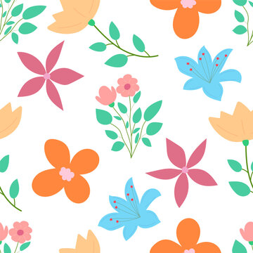 Flower plant seamless pattern, ornament for beautiful design.