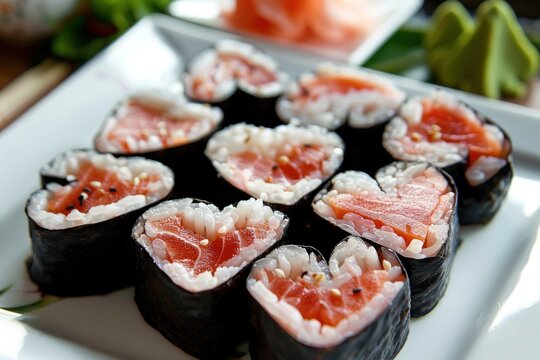 love heart shaped shushi roll for the passion and love of japanese sushi maki foor or fine dining