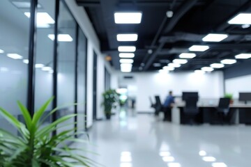 Low angle view of defocused office modern with people interior background