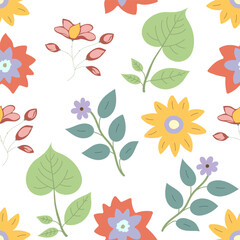 Flower plant seamless pattern, ornament for beautiful design.