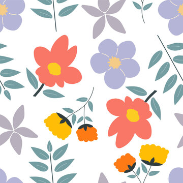 Flower plant seamless pattern, ornament for beautiful design.
