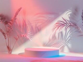 podium stage 3d background wallpaper, leaf shadow room