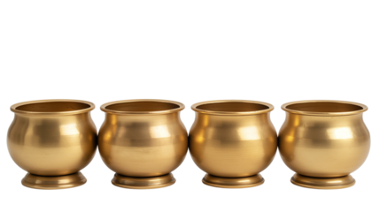Golden pots isolated with transparent background