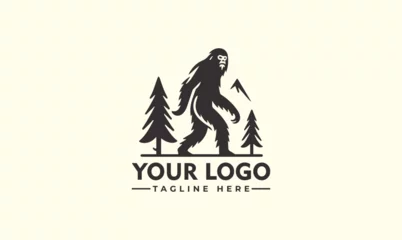 Fotobehang Sasquatch Logo Brand Icon Keep it Squatchy T-Shirt Graphic Mythical Yeti Cryptid Emblem Vector Illustration © syahed