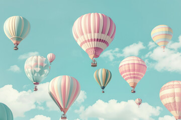Colorful Hot Air Balloons Soaring in the Blue Sky on a Perfect Summer Day