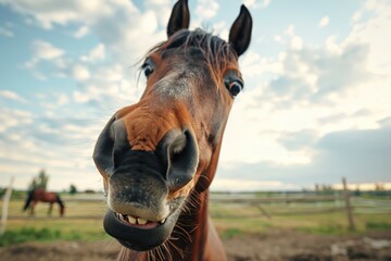 portrait of a horse with a big teeth smile