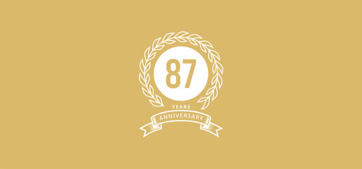 87st anniversary logo with white, and gold background