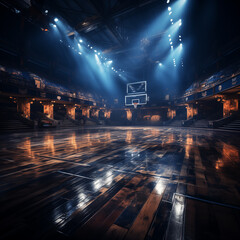 The empty hall of the basketball hall arena
