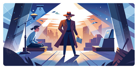 Dimensional Detective: Unraveling Multiverse Mysteries - Vector Illustration