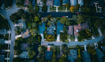 aerial shot view of neighborhood