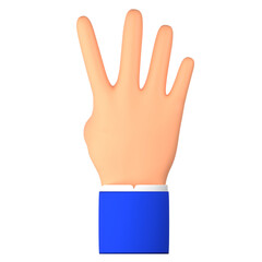 hand points to the count of four 3d illustration