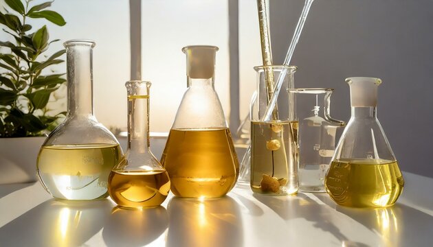 Comparative Study: Laboratory Glassware Interaction with Various Oils on a White Surface