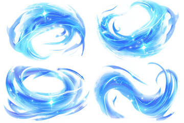 magical energy effects, blue light wizard spell, on a white background. rotation of magical energy,