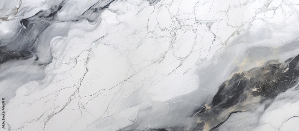 Aufkleber elegant and sophisticated marble surface displaying intricate black and white design pattern
