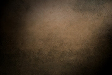 Rusty brown metal texture. Gradient. Background made of shabby metal with patina, abrasions, traces of oxidation