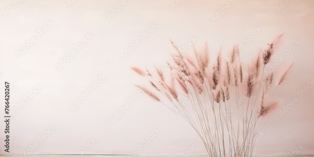 Poster background with a spring branch covered with flowers in a pastel shade. copy space banner. concept: 