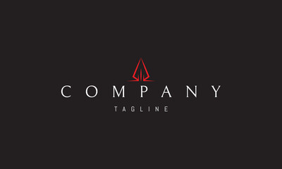 A vector red logo with an abstract image of a skyscraper in the form of an arrowhead. - 766420240
