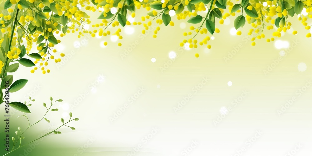 Poster background with a spring branch covered with flowers in a pastel shade. copy space banner. concept: 