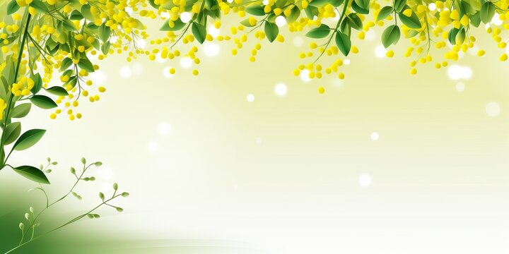 Background with a spring branch covered with flowers in a pastel shade. Copy space banner. Concept: template for promotions and discounts