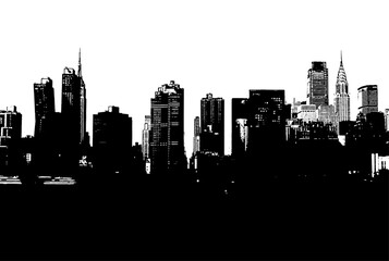 NEW YORK SILHOUETTE. Illustration vectorielle contrastée en noir et blanc