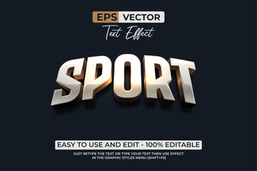 Sport 3D Editable Text Effect Gold Style.