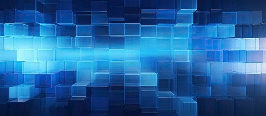 A visually appealing abstract background featuring various shades of blue, geometric cubes, and soft illumination