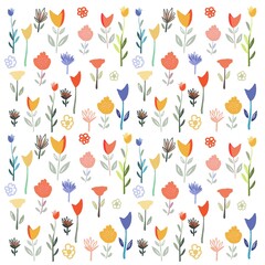Seamless floral pink pattern with hand drawn flowers. Spring background. Perfect for fabric design, wallpaper, apparel. Vector illustration