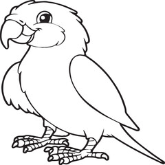 Parrot coloring pages for coloring book. Parrot outline vector