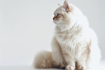 Beautiful fluffy cat on a white background