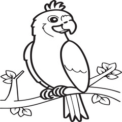 Parrot coloring pages for coloring book. Parrot outline vector
