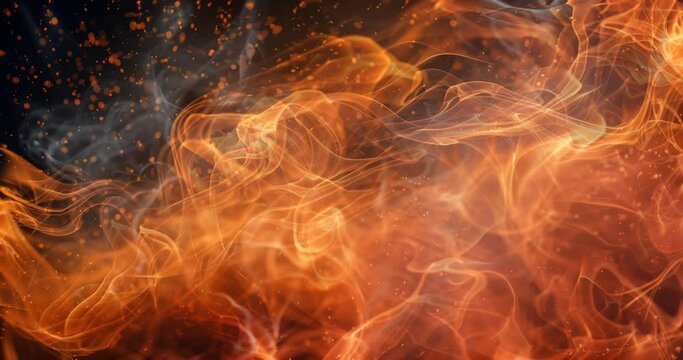 Orange smoke or fluid effect. Abstract motion, hot fire, flame effect with plasma and particles moving around in a fluid motion, 4K Video, Generative AI
