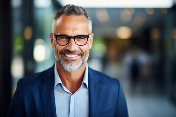 Corporate meeting with successful business people in modern workstation building Generative AI