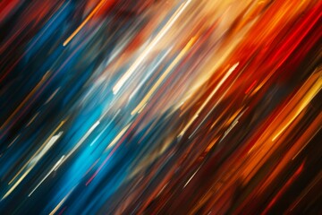 Abstract background with blurred light streaks in red, blue and orange colors. Concept of high...