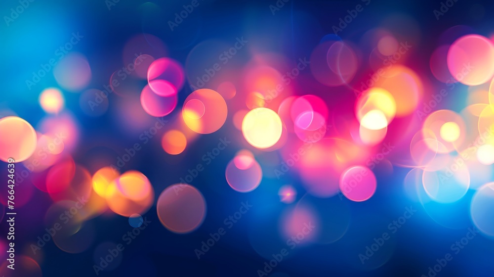 Poster abstract blurred colorful lights bokeh background. shiny light effect with glowing round particles o