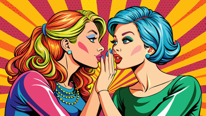 pop art girls share secrets vector