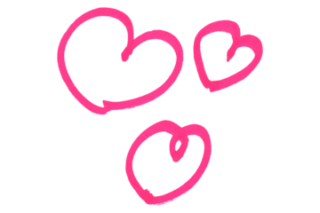 pink hearts isolated on transparent background