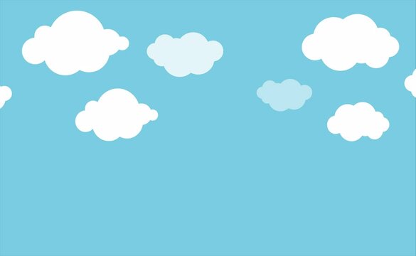 running white clouds on blue background