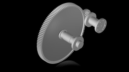 Single helical gear rotor illustration showing a single stage single gearset on a black background