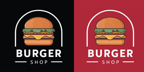 Vector burger shop logo template vector illustration of fast food logotype