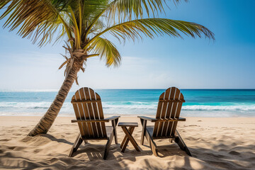 AI generated image of a beautiful amazing view on the sea blue lagoon tropical beach