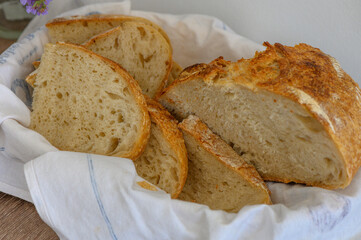 Close-up of sliced fresh homemade sourdough bread 1