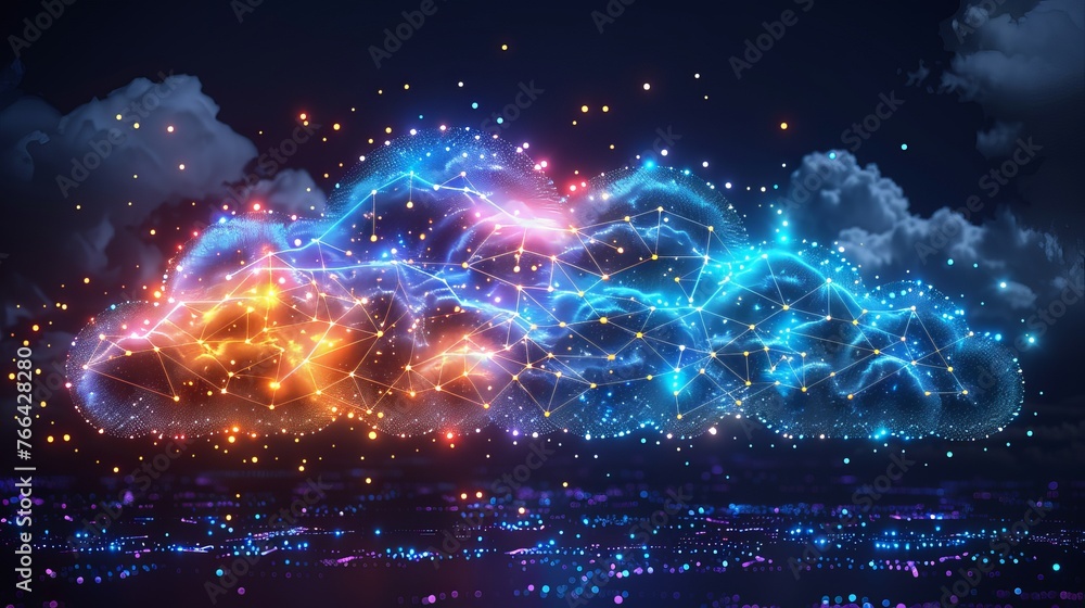 Poster banner design elements illustrating business cloud data computing security and server virus protecti