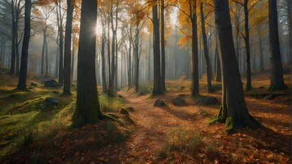 Zelfklevend Fotobehang landscape of forest in autumn  © Iram__Art's 