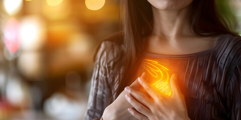 A burning sensation in your chest (heartburn), usually after eating, Upper abdominal or chest pain, Sensation of a lump in your throat. - obrazy, fototapety, plakaty