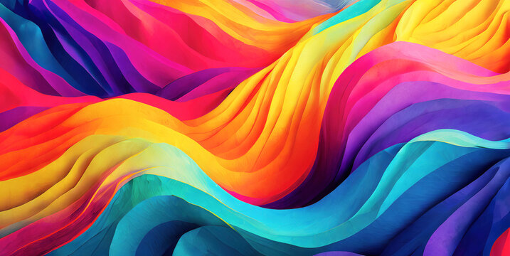 illustrazione con morbide forme curvilinee in colori saturi e brillanti