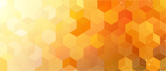 Contemporary geometric amber background with honeycomb structures.