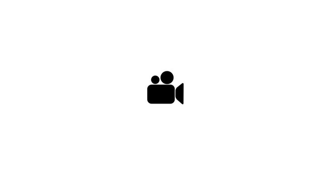 Simple Video camera icon animation, cinema film camera icon.