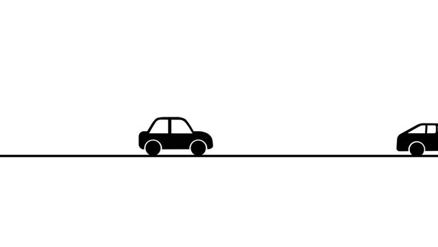 Cute car driving icon, Traffic road with car driving animation. simple car riding animation.