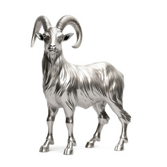 Silver goat on white background